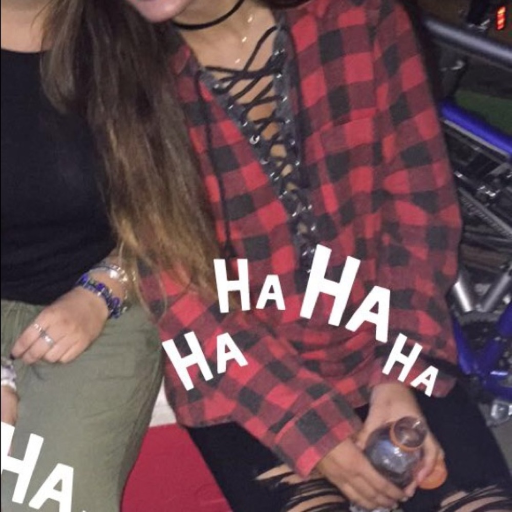 Plaid flannel with crisscross front